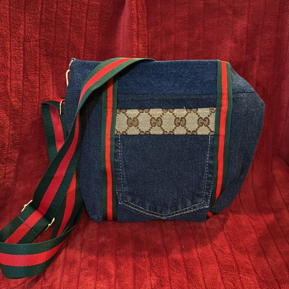 73. Upcycled denim purse with strap Crossbody